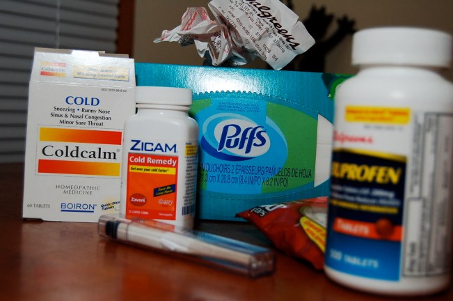 Various cold medicine bottles